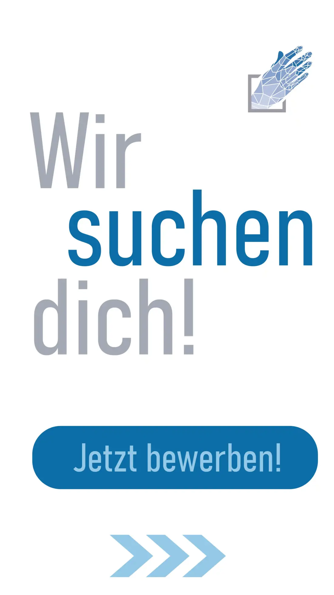 Handy mit Schriftzug Wir suchen dich und Jetzt bewerben